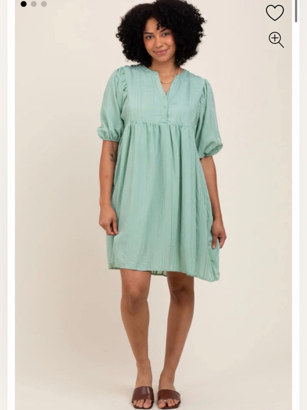 Relaxed Mint Green V-Neck Babydoll Dress